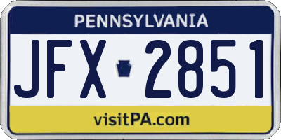PA license plate JFX2851