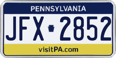 PA license plate JFX2852