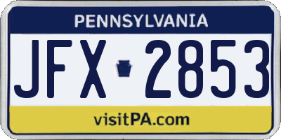 PA license plate JFX2853
