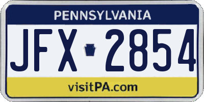 PA license plate JFX2854