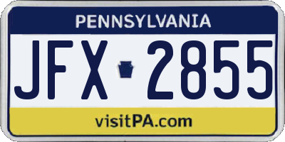 PA license plate JFX2855
