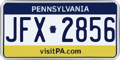 PA license plate JFX2856