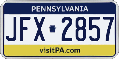 PA license plate JFX2857