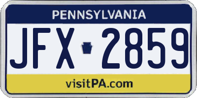 PA license plate JFX2859