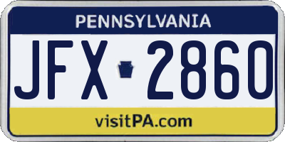 PA license plate JFX2860