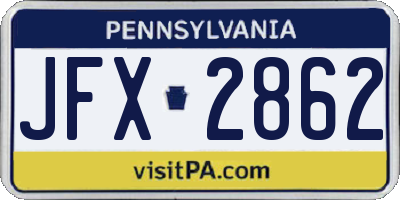 PA license plate JFX2862