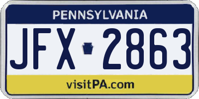PA license plate JFX2863