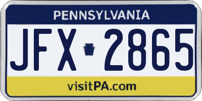 PA license plate JFX2865