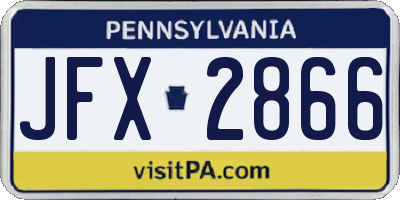 PA license plate JFX2866