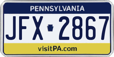 PA license plate JFX2867
