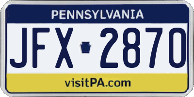 PA license plate JFX2870