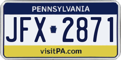 PA license plate JFX2871