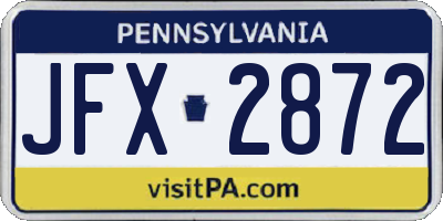PA license plate JFX2872