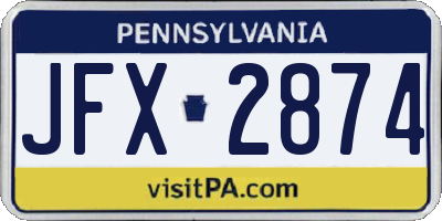 PA license plate JFX2874