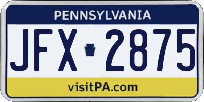PA license plate JFX2875
