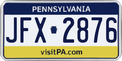 PA license plate JFX2876
