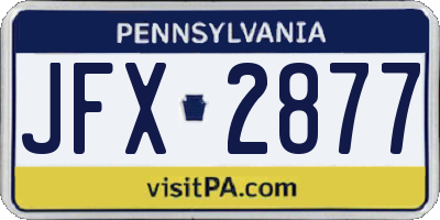 PA license plate JFX2877