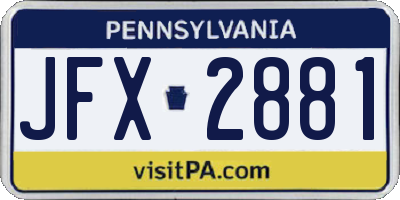 PA license plate JFX2881