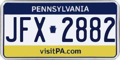 PA license plate JFX2882