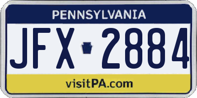 PA license plate JFX2884