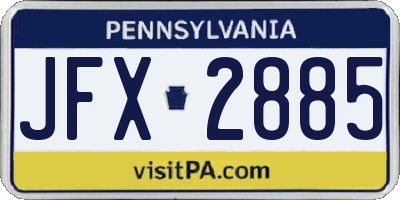 PA license plate JFX2885