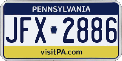 PA license plate JFX2886