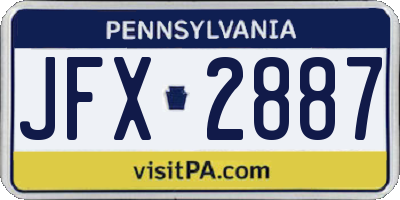 PA license plate JFX2887