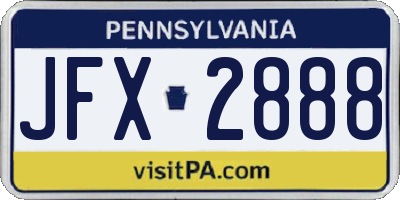 PA license plate JFX2888
