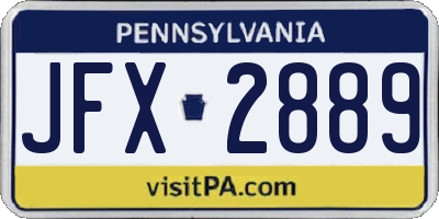PA license plate JFX2889