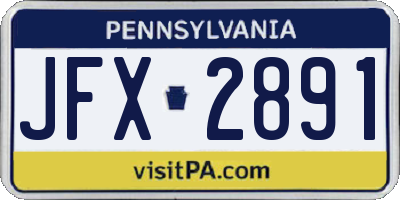 PA license plate JFX2891