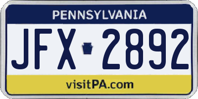 PA license plate JFX2892