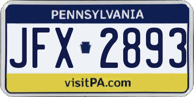 PA license plate JFX2893