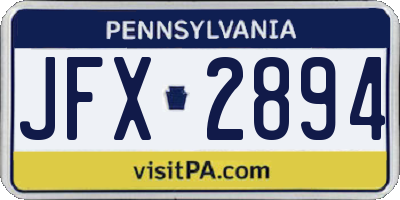 PA license plate JFX2894