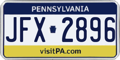 PA license plate JFX2896