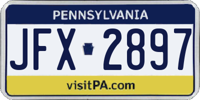 PA license plate JFX2897