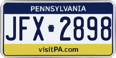 PA license plate JFX2898