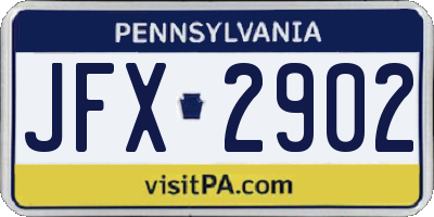 PA license plate JFX2902