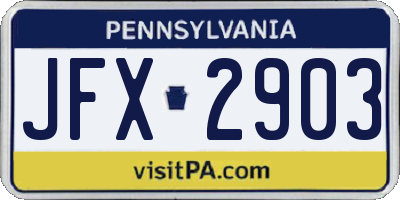 PA license plate JFX2903