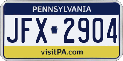 PA license plate JFX2904