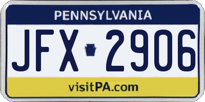 PA license plate JFX2906