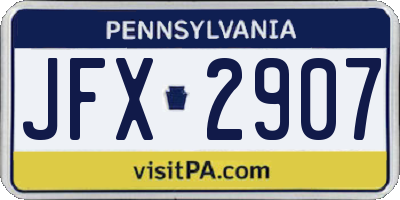 PA license plate JFX2907
