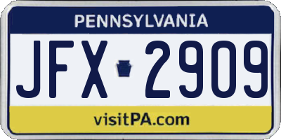 PA license plate JFX2909