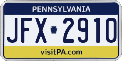 PA license plate JFX2910