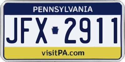 PA license plate JFX2911