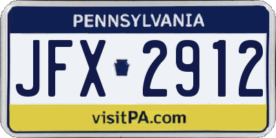 PA license plate JFX2912