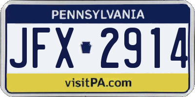 PA license plate JFX2914