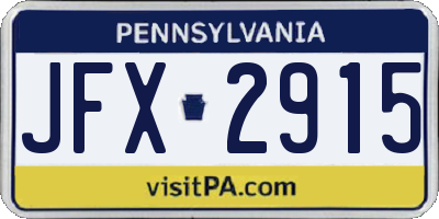 PA license plate JFX2915