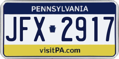 PA license plate JFX2917