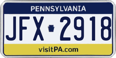PA license plate JFX2918