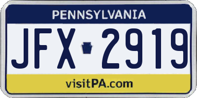 PA license plate JFX2919